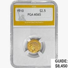 1910 $2.50 Gold Quarter Eagle PGA MS65