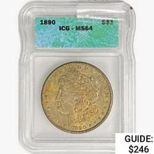 1890 Morgan Silver Dollar ICG MS64