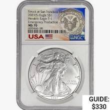 2021-S Silver Eagle NGC MS70 Heraldic T-1