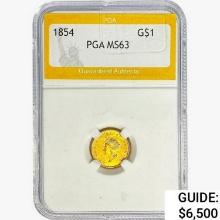 1854 Rare Gold Dollar PGA MS63