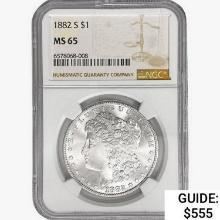 1882-S Morgan Silver Dollar NGC MS65