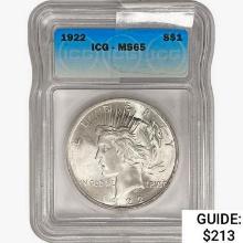 1922 Silver Peace Dollar ICG MS65