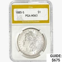 1885-S Morgan Silver Dollar PGA MS63