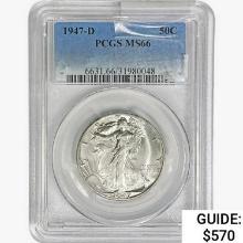 1947-D Walking Liberty Half Dollar PCGS MS66