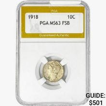 1918 Mercury Silver Dime PGA MS63 FSB