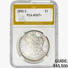 1890-S Morgan Silver Dollar PGA MS67+