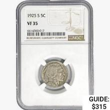 1925-S Buffalo Nickel NGC VF35