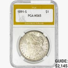 1891-S Morgan Silver Dollar PGA MS65