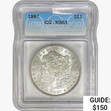 1887 Morgan Silver Dollar ICG MS63