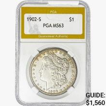 1902-S Morgan Silver Dollar PGA MS63