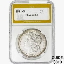 1891-O Morgan Silver Dollar PGA MS63