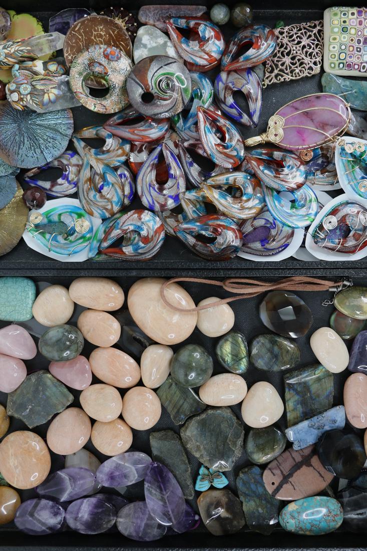 Assortment of Pendants with Polished Natural Stones