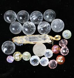 Amethyst Crystals, Clear Crystal Prisms and Spheres