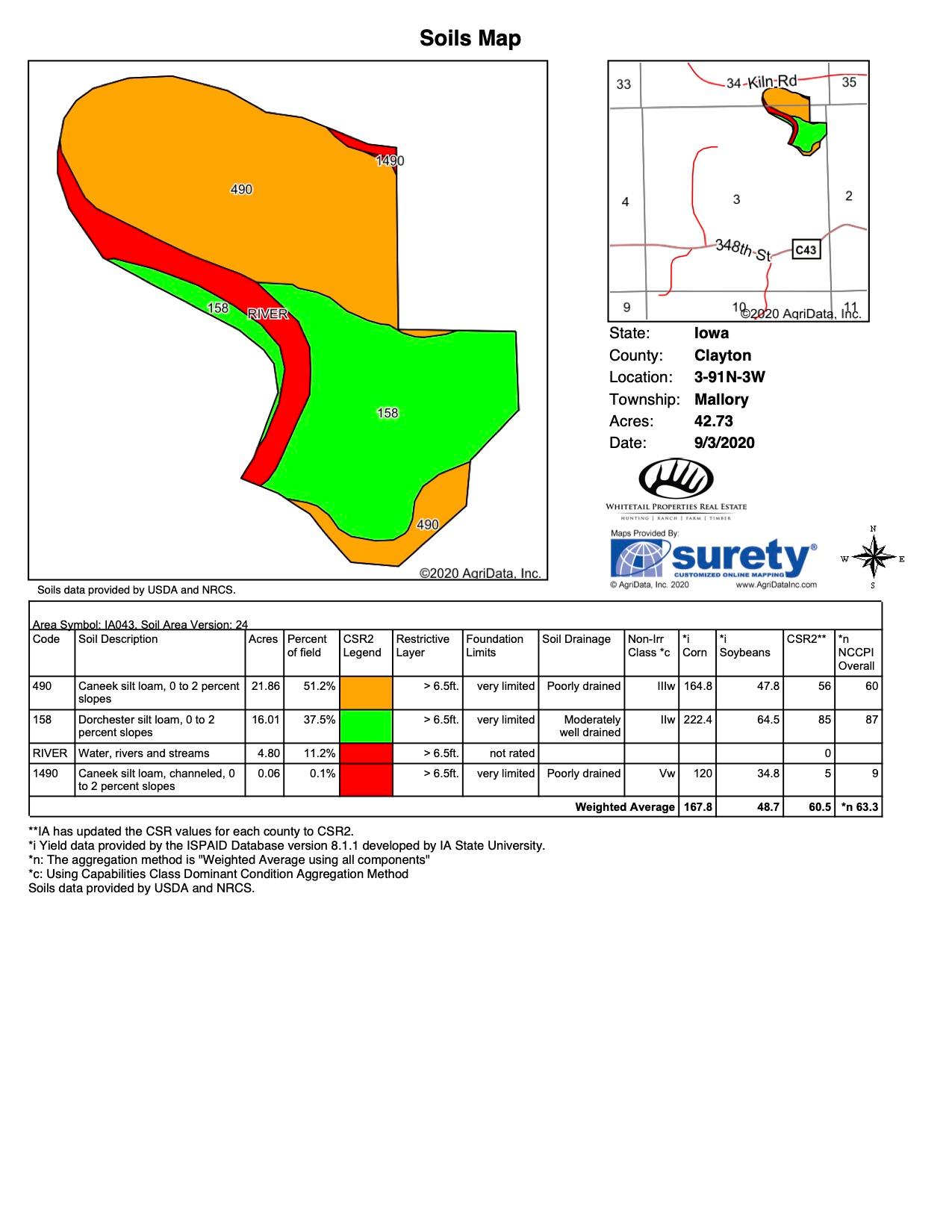 Tract 3 - 133.5± acres with 33± acres tillable