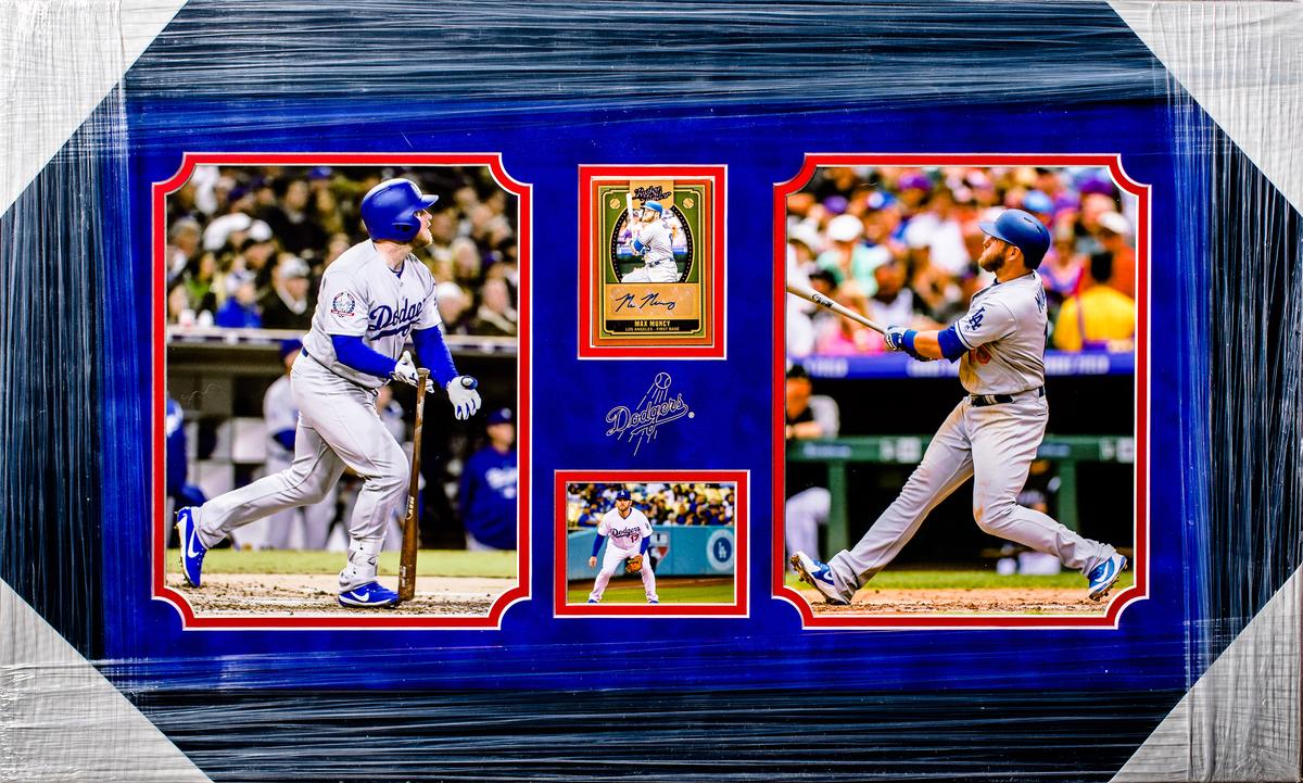 LOS ANGELES DODGERS MAX MUNCY SIGNED CARD COLLAGE FRAMED