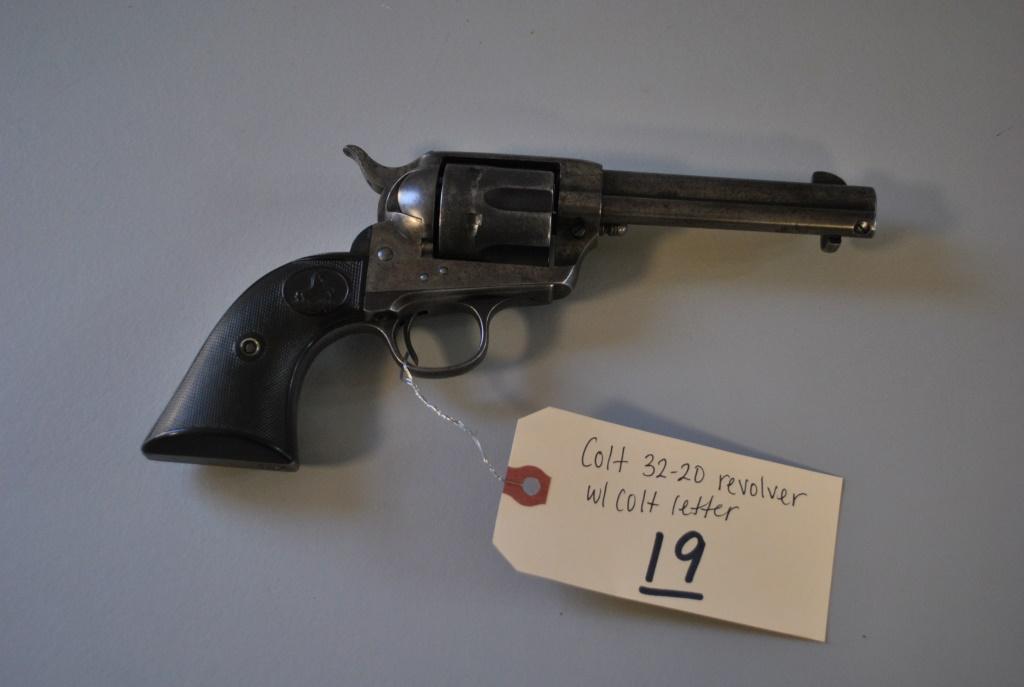 COLT 32-20 REVOLVER PISTOL W/COLT LETTER IN OFFICE