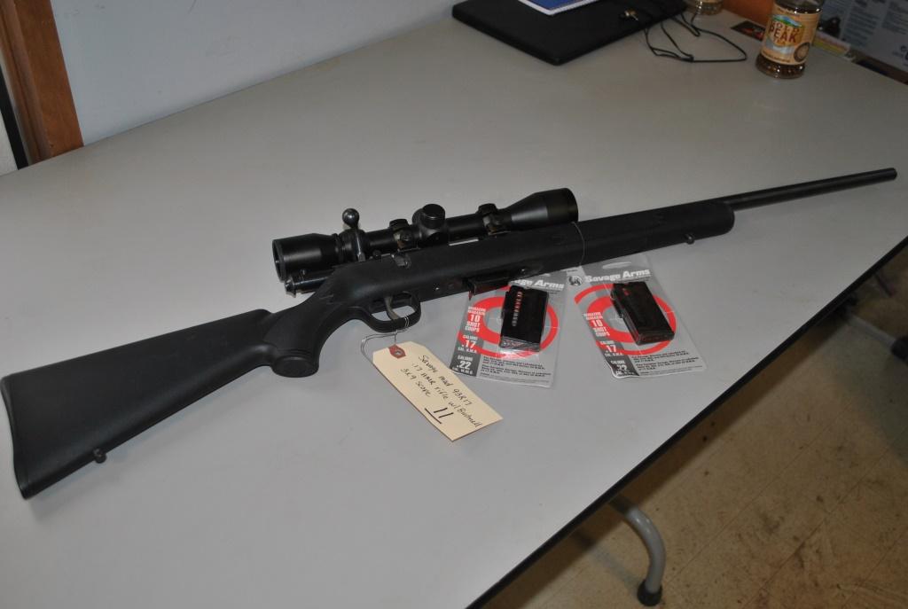 SAVAGE MOD 93R17 .17HMR RIFLE W/BUSHNELL 3x9 SCOPE