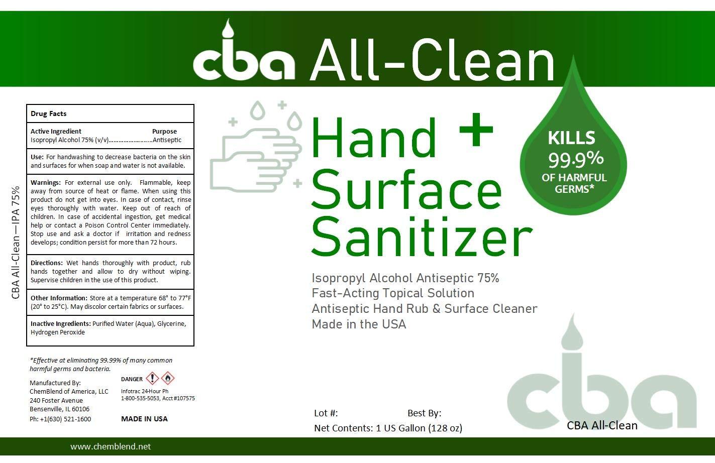 CBA All-Clean Hand + Surface Sanitizer, plus Face Masks