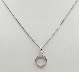 Italian 14k White Gold Diamond Pendant Necklace