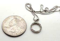 Italian 14k White Gold Diamond Pendant Necklace