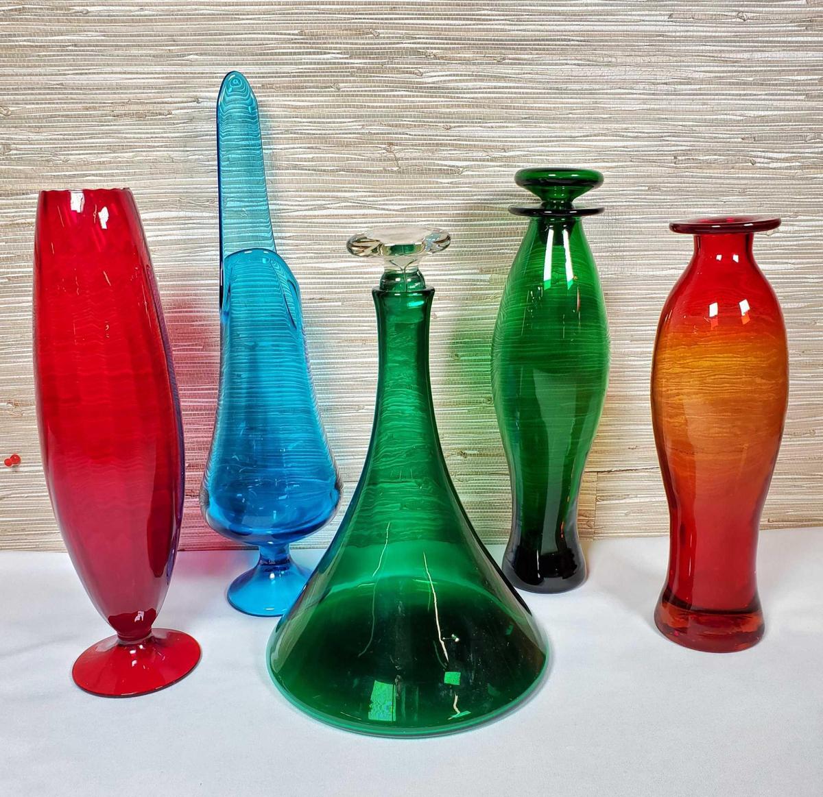 5 Pcs. Mid Century Art Glass