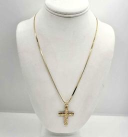 14k Atassay Kuyumculuk Gold Bysantine Reversible Cross Pendant Necklace