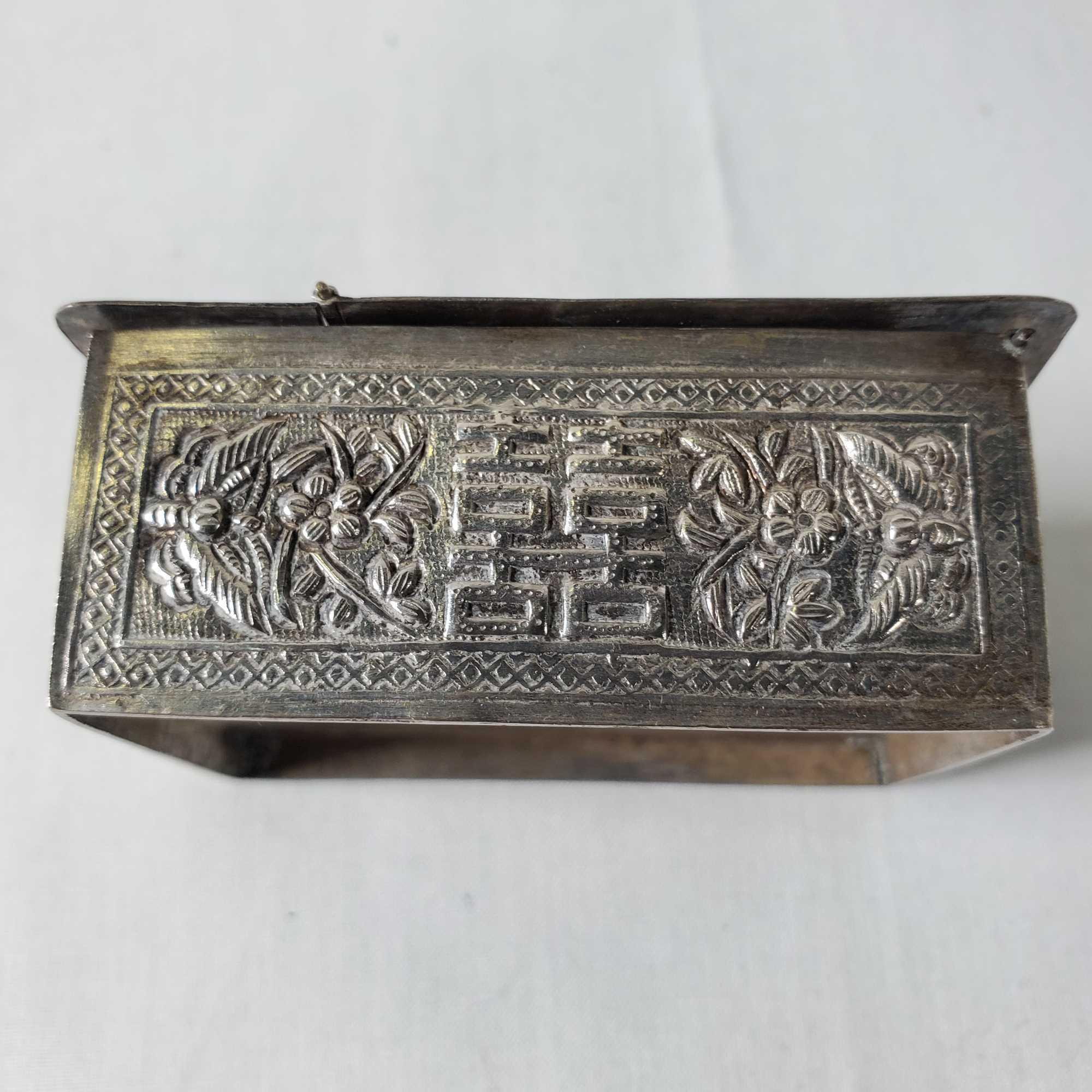 Antique Chinese .840 Silver Miniature Makeup Box