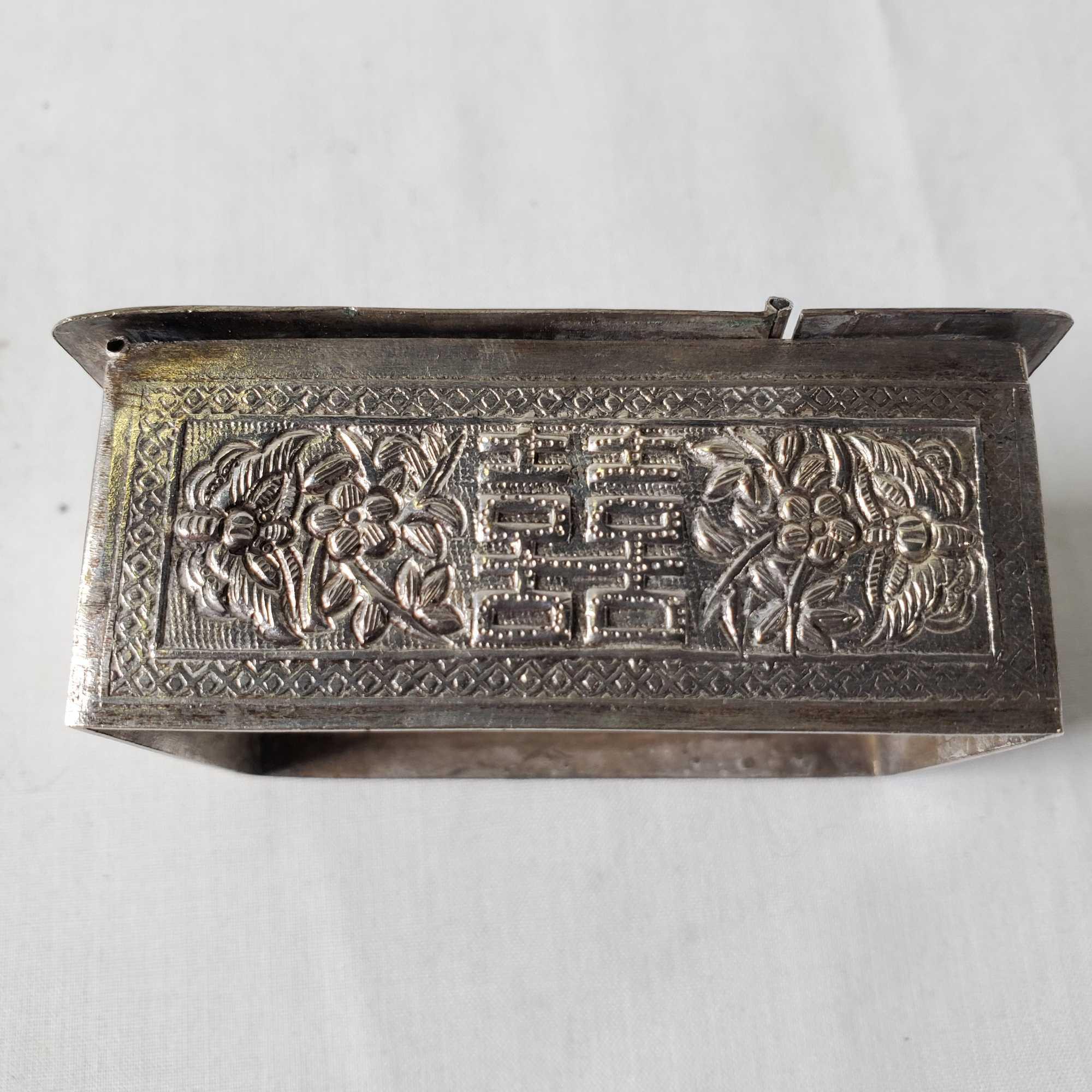 Antique Chinese .840 Silver Miniature Makeup Box