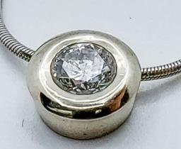 1.06 Carat Round Brilliant Diamond Pendant 14k White Gold Necklace