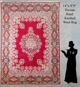 14'x9'9" Persian Hand Woven Wool Rug