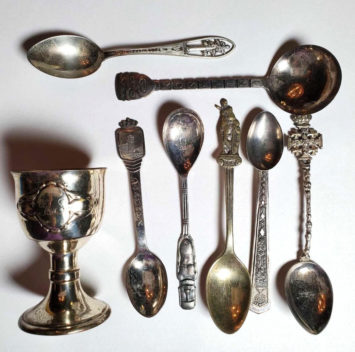 Sterling, 850 and 800 Silver Souvenir Spoons and Cordial