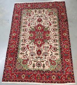 77" x 114 3/4" Hand Knotted Persian 100% Wool Pile Tabriz Rug