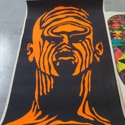 3 Vintage Original Psychedelic Black Light Posters