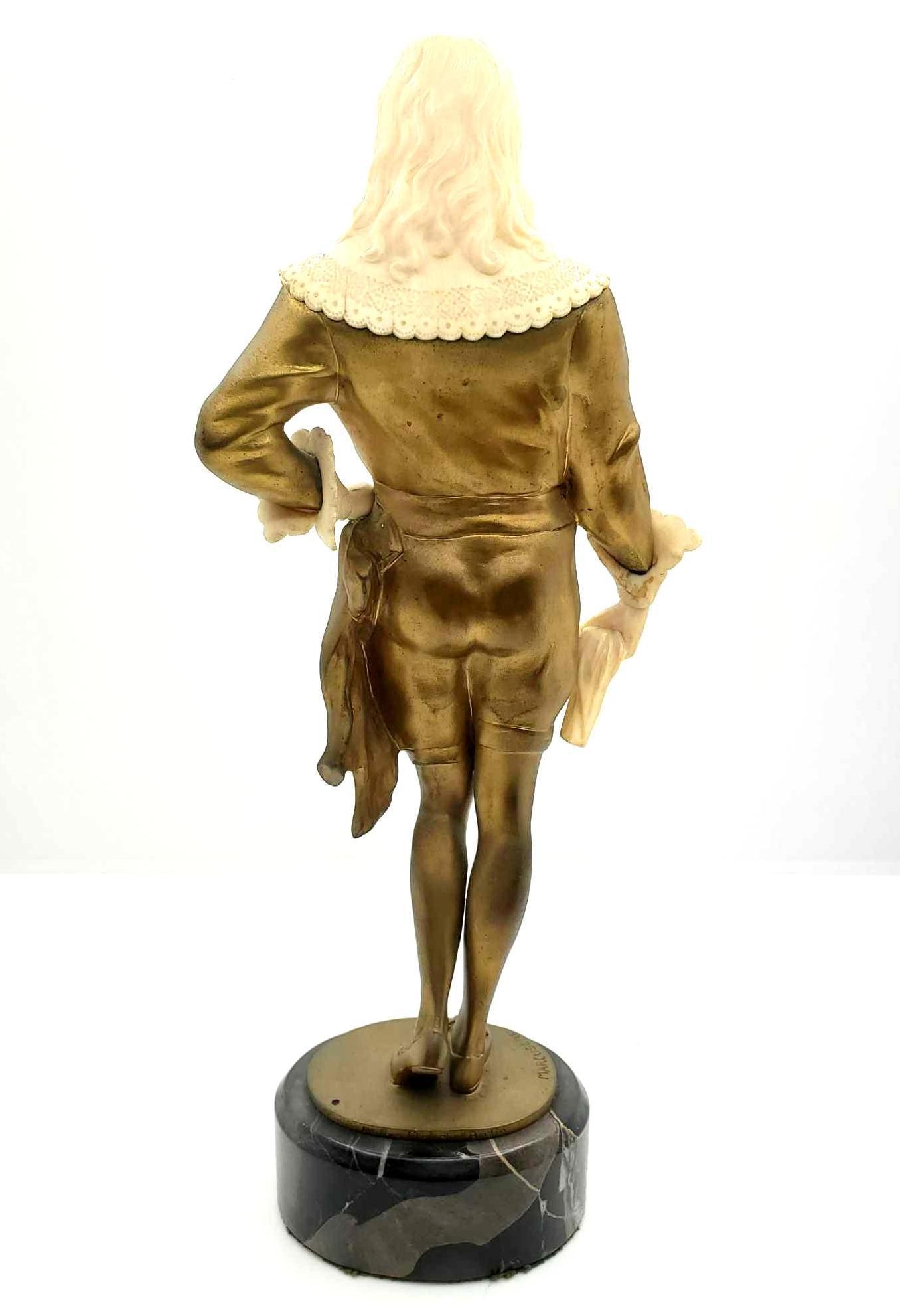 Rudolf Marcuse (1878-1929) Gilt Bronze & Ivory Statue "Edelmann, Chryselephantin" Circa 1900