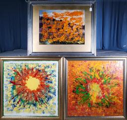 3 Retro Vintage Abstract Psychedelic Paintings by Igor Slavinski, Winthrop and Danial Porter