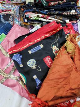 30+ Vintage Silk Scarves Many Designer, Some New with Tags