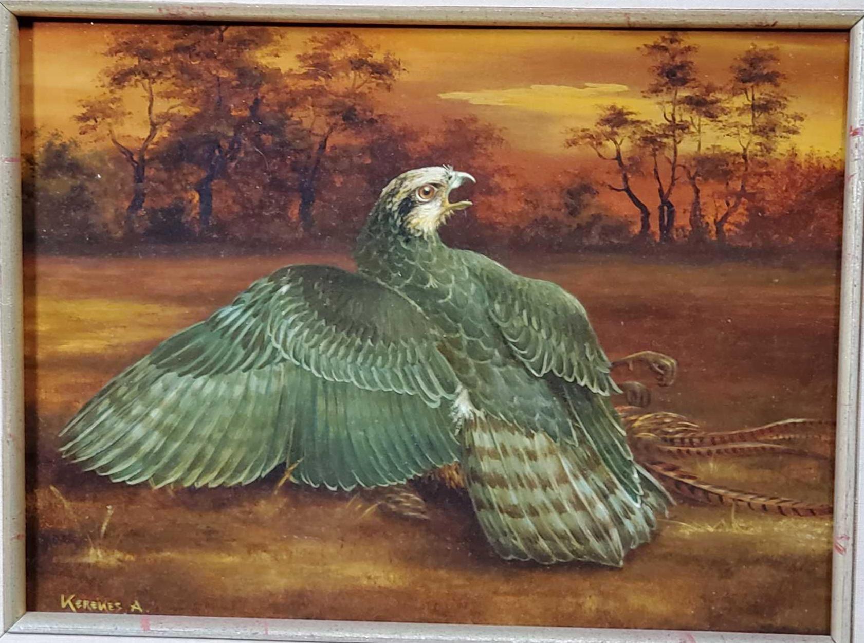 3 Anna Kerekes Hungarian b1928 Oil on Panel Naturalistic Paintings of Birds