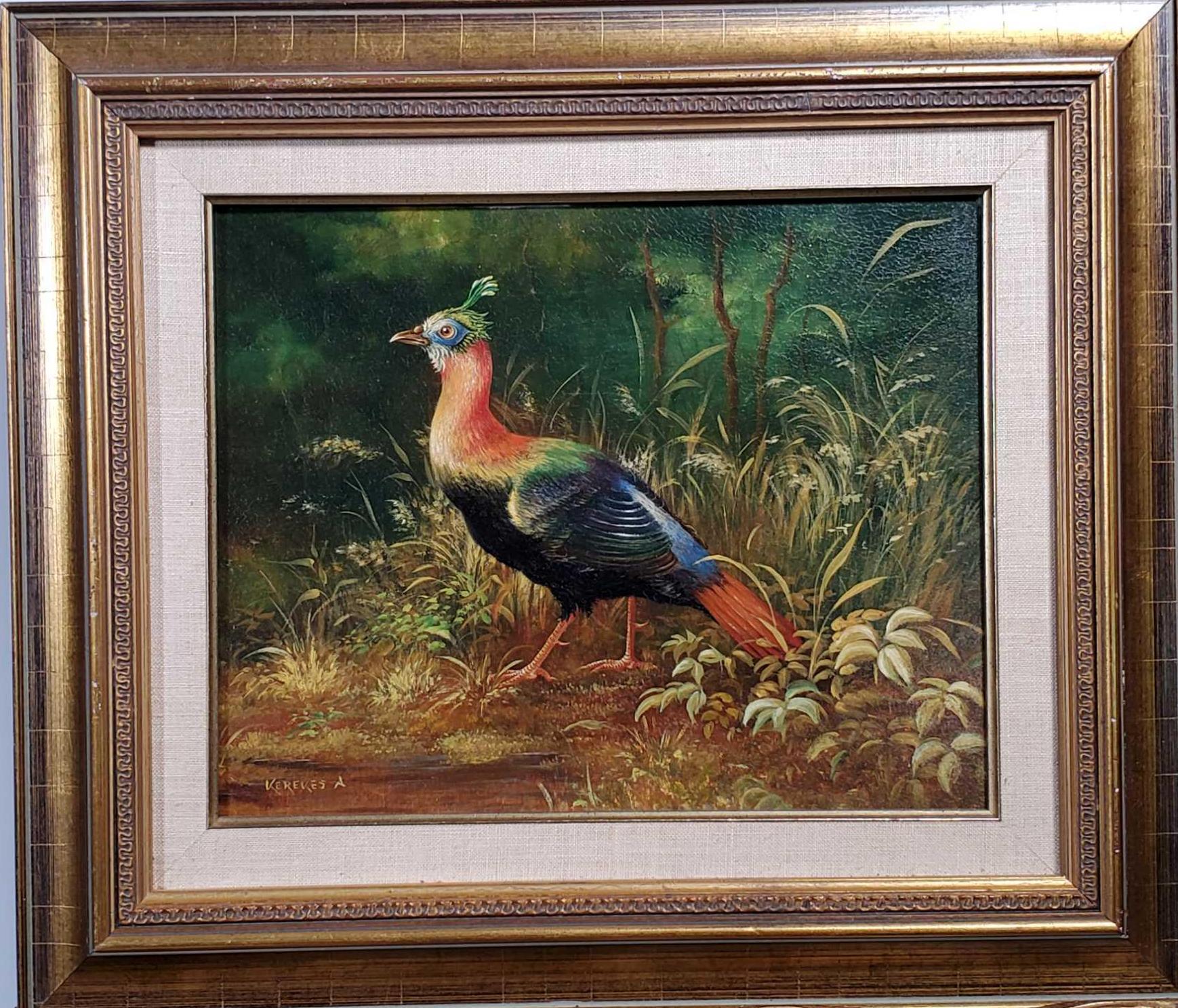 3 Anna Kerekes Hungarian b1928 Oil on Panel Naturalistic Paintings of Birds