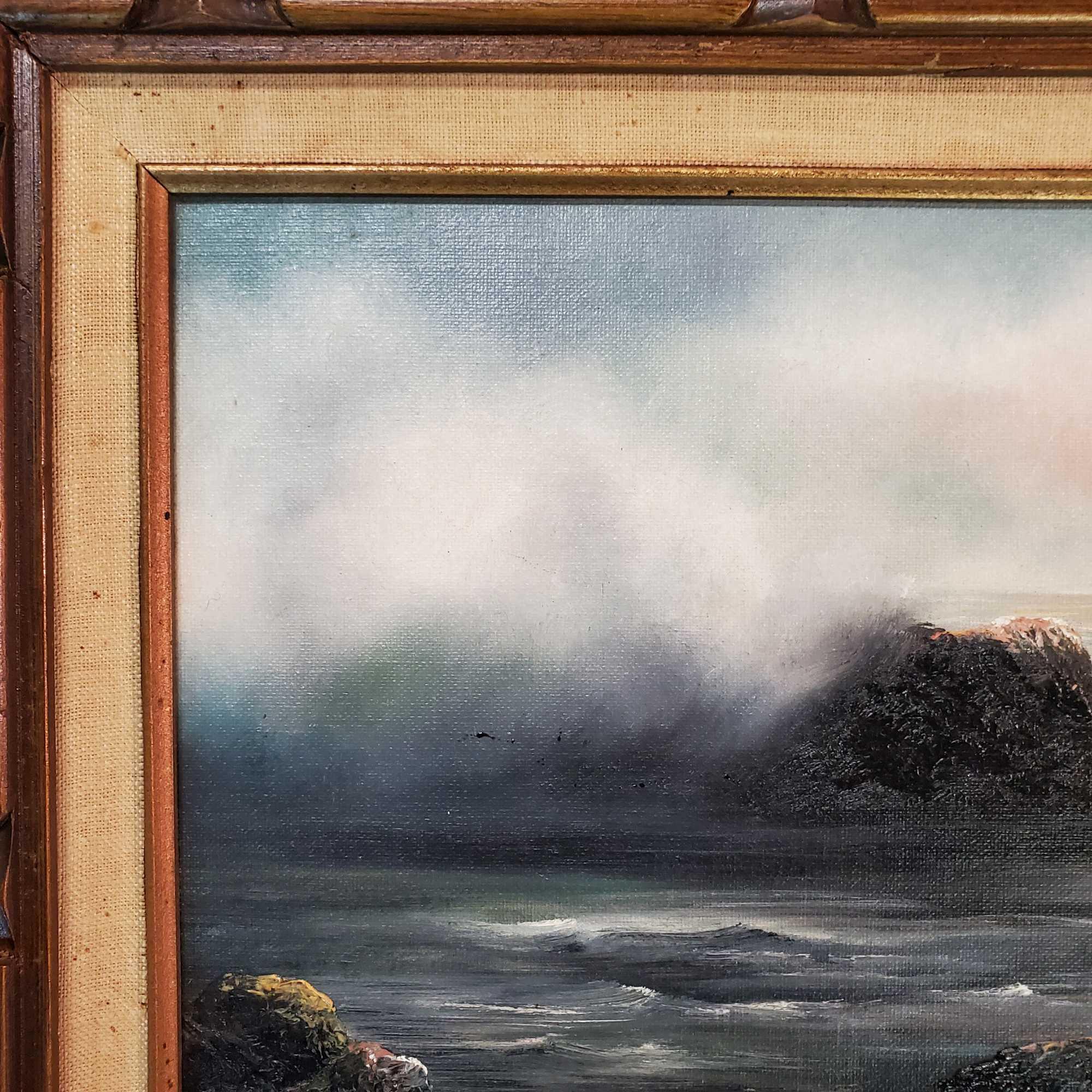 Merilyn Rocks Active Massacehusetts Oil On Canvas Board "Rocky Coast"