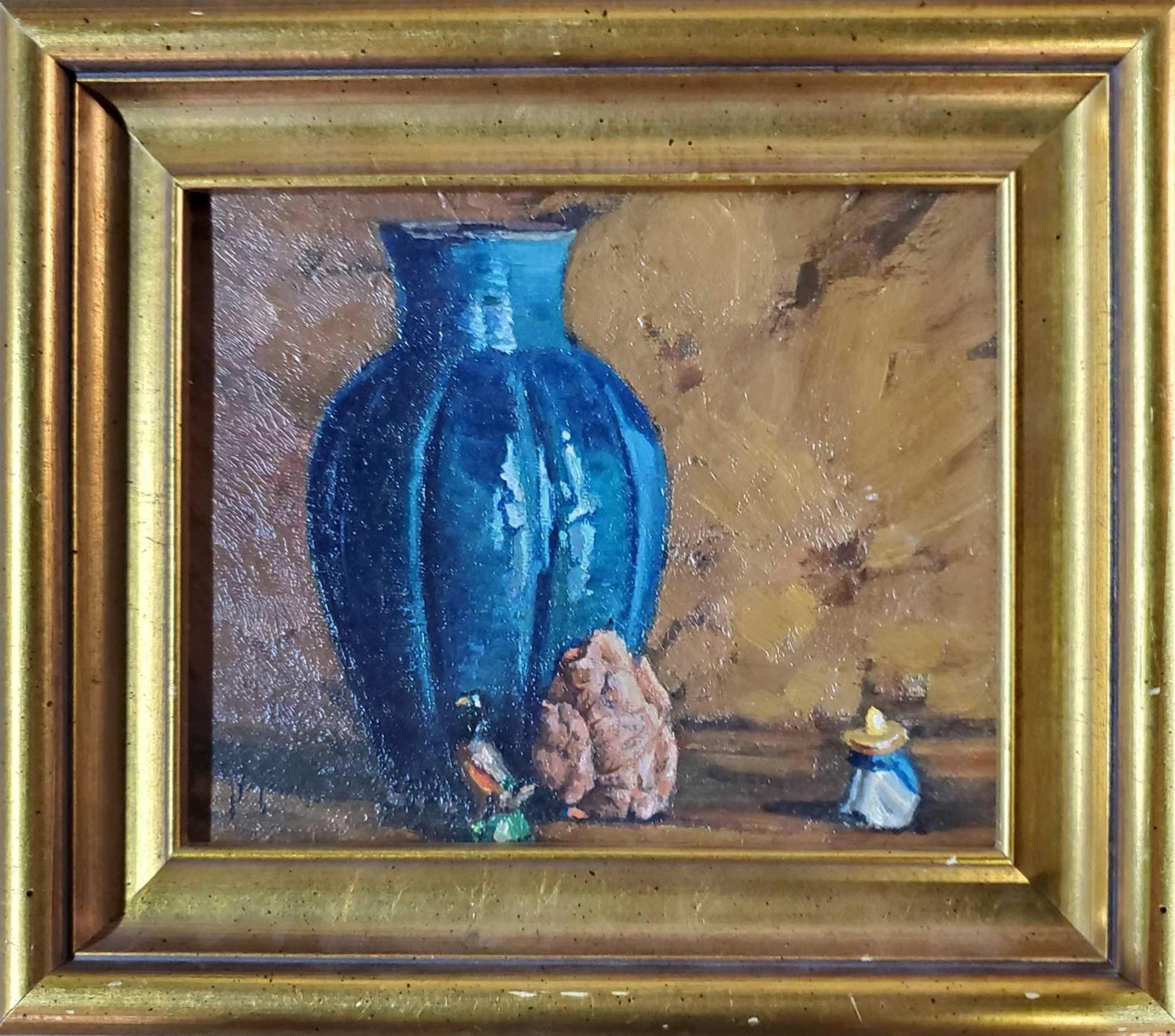 Harry William Powers (1880 - 1957) was active/lived in Massachusetts. "Still Life With Blue Vase"
