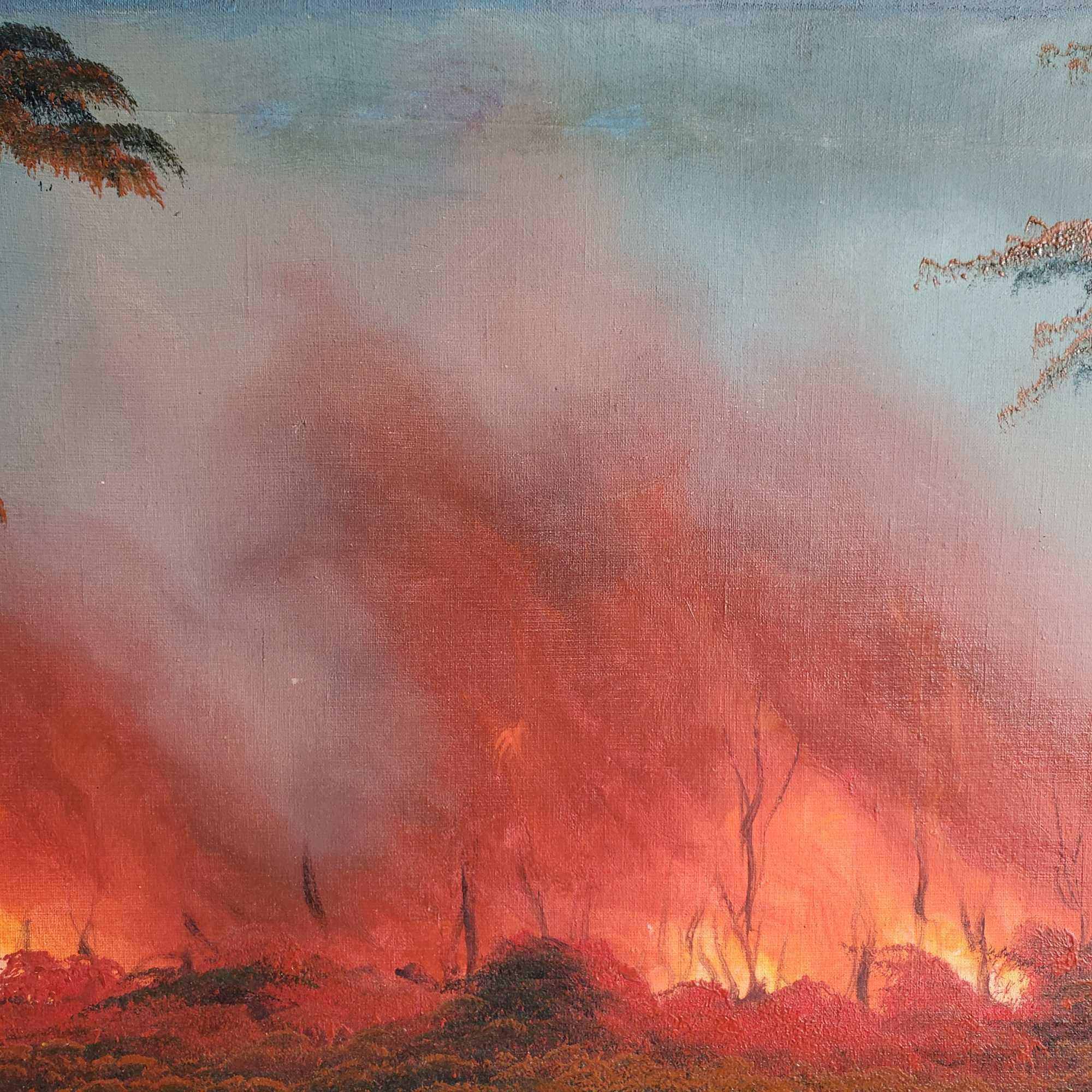 Oil On Board Lava Flow "Wild Fire" Painting