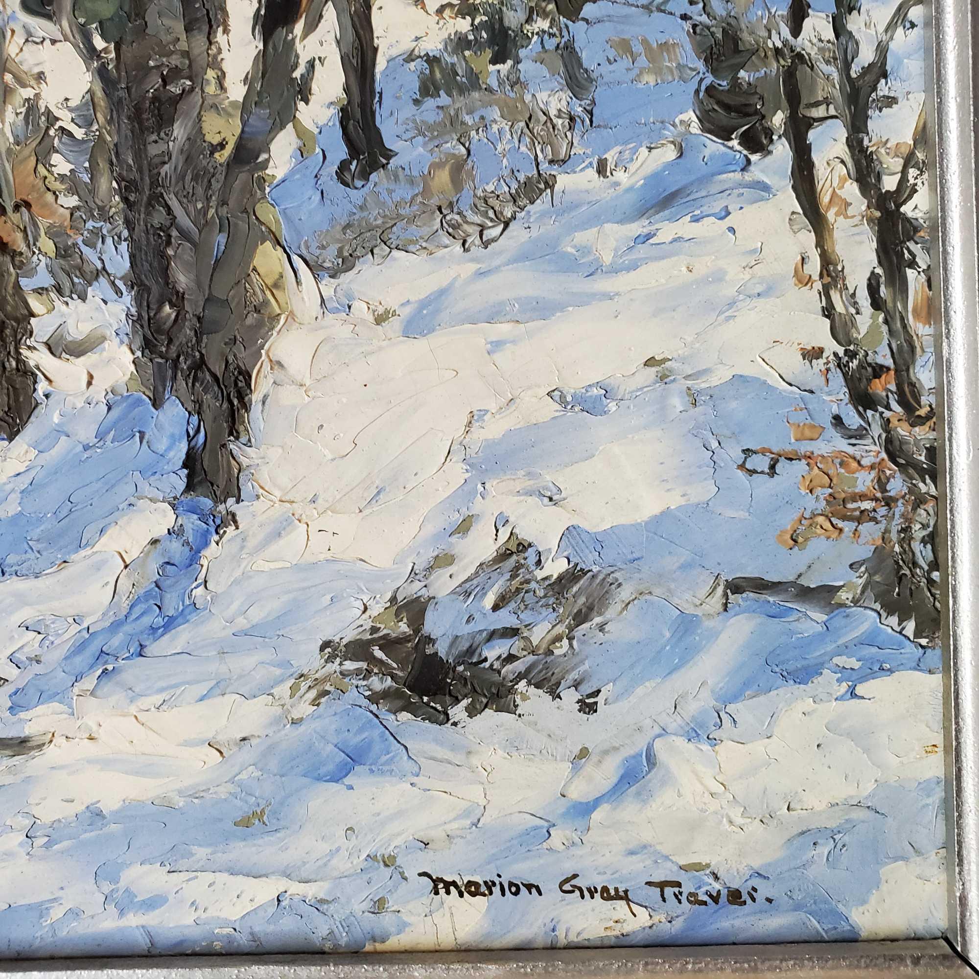Marion Gray Traver (1892 - 1964) was active/lived in New York. "Through Snowy Woods"