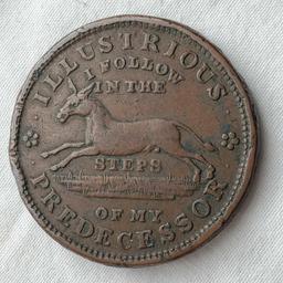 4 US Hard Times Tokens - 1837 Liberty, Illustrious Predecessor, Responsibility & Merchants Exchange