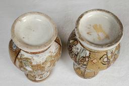 Pair of Miniature Antique gold on white Satsuma Vases