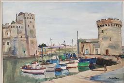 Emile Bou (1908 - 1989) was active/lived in Algeria, Water Color On Paper "LA Port De La Rochelle"