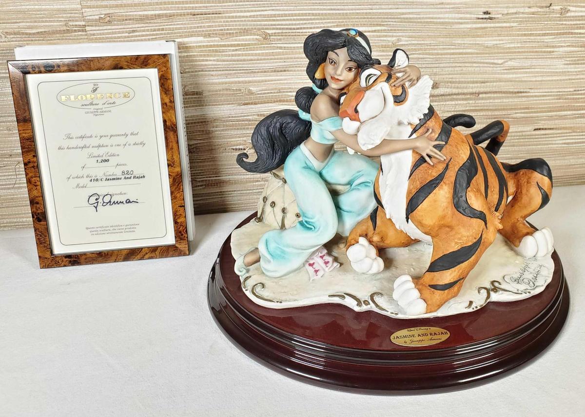 1995 Florence Limited Ed. Walt Disney's Jasmine and Rajah Figurine by Giuseppe Armani