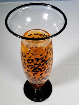 14 3/4" Scandinavian Retro Vintage Kosta Boda Kjell Engman Safari Leopard Design Vase 49358