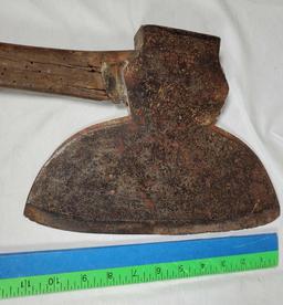 1800s I. Blood Ballston NY Cast Steel Broad Axe and Hand Held Sickle