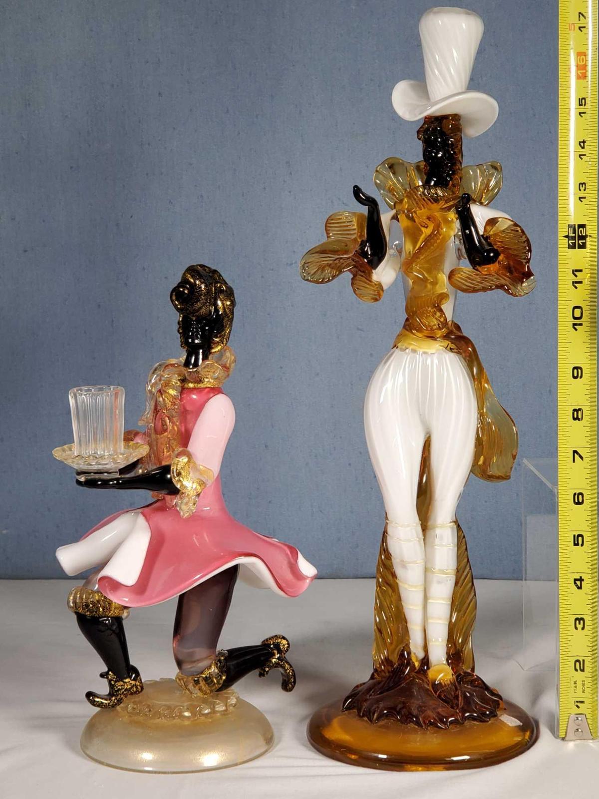18" and 12" Murano Glass Courtier Figurines
