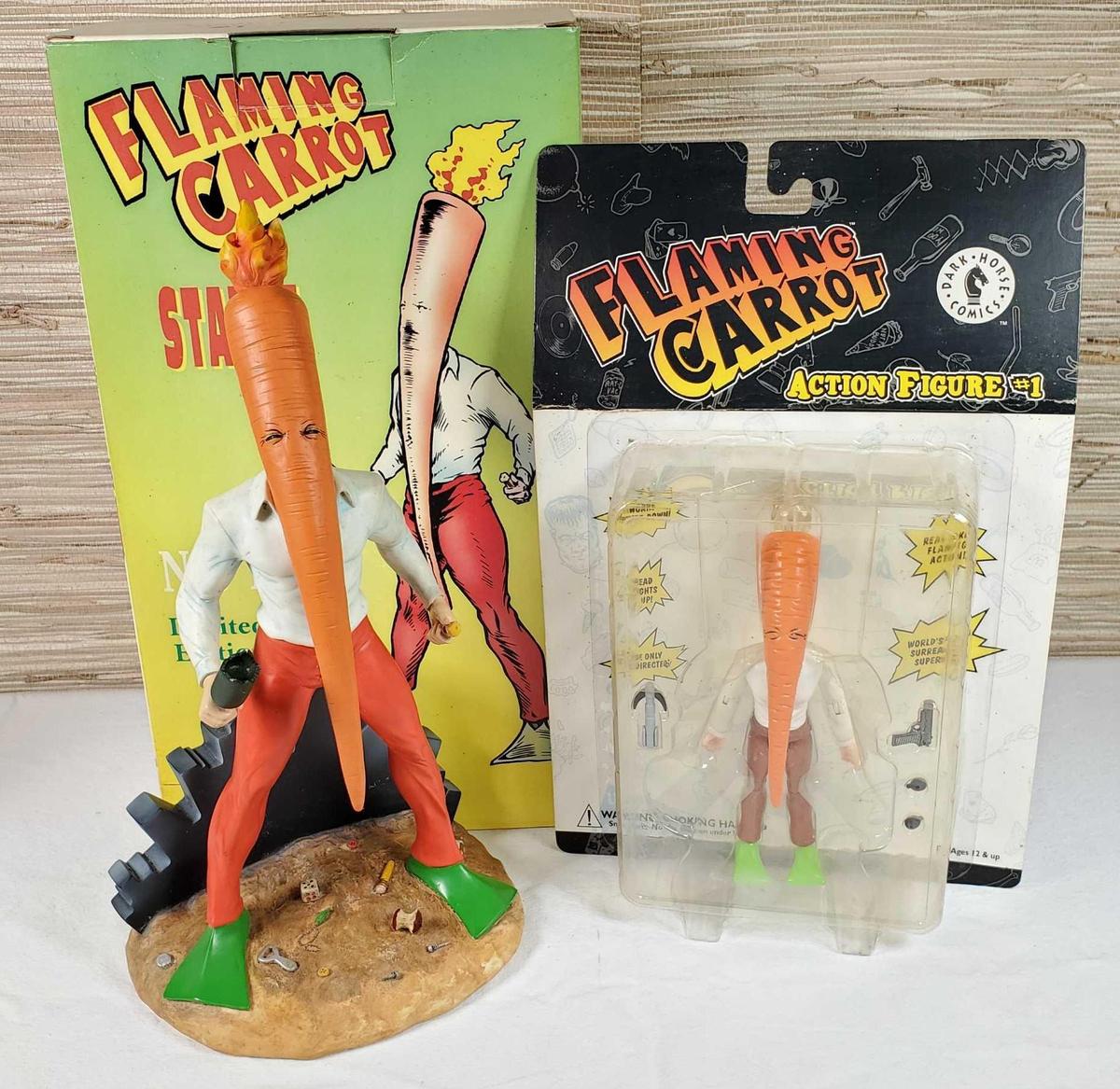2001 Limited Ed. Bob Burden Flaming Carrot Statue & Action Figure